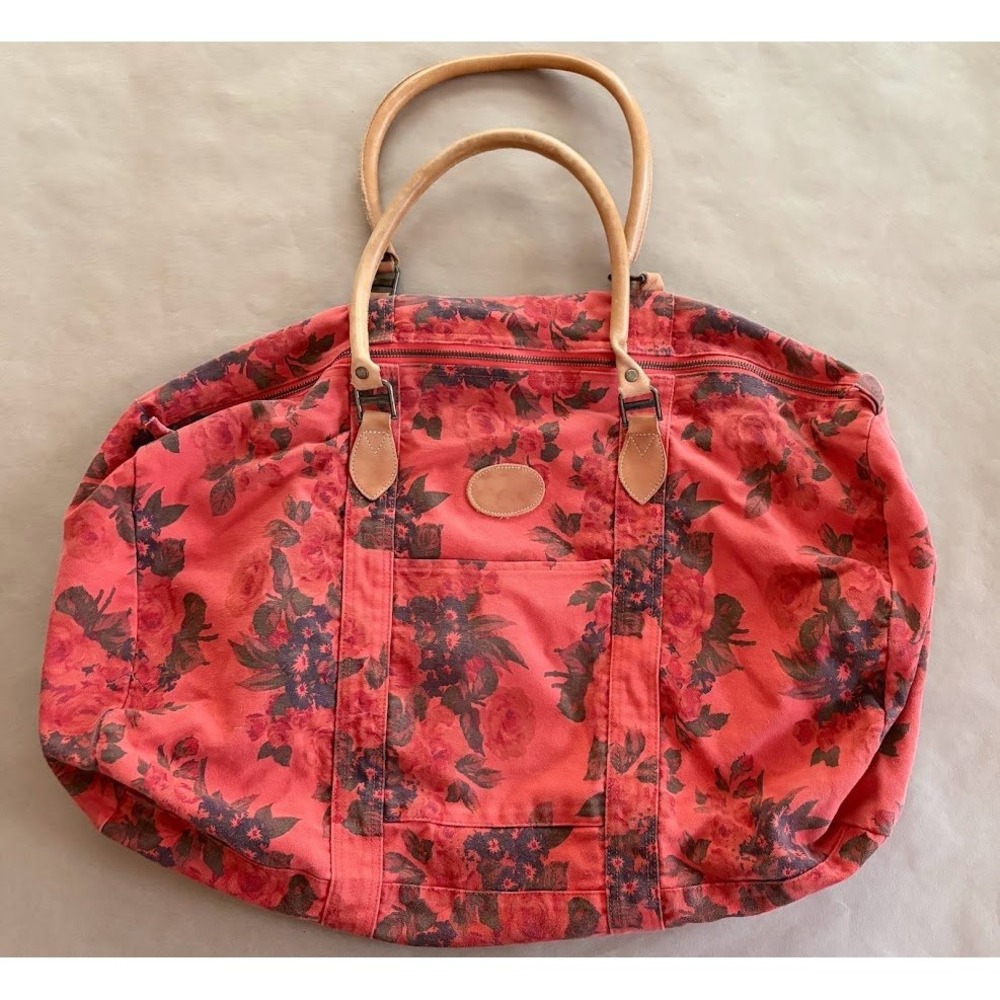 Vintage GAP Weekender Canvas Duffle Bag Floral Tapestry Overnight Travel 90s